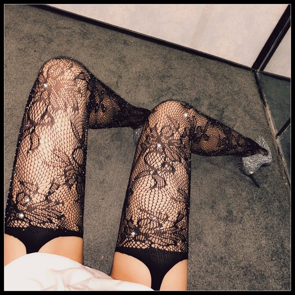 ❤️NEW Sexy Bling Fishnet Floral Stockings #D19 - Picture 2 of 5